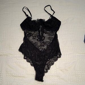 Victoria's Secret Black Lace Bodysuit
